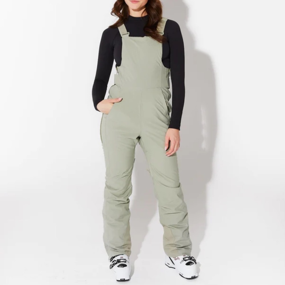 Women's Sage Green Bib Snow Overalls